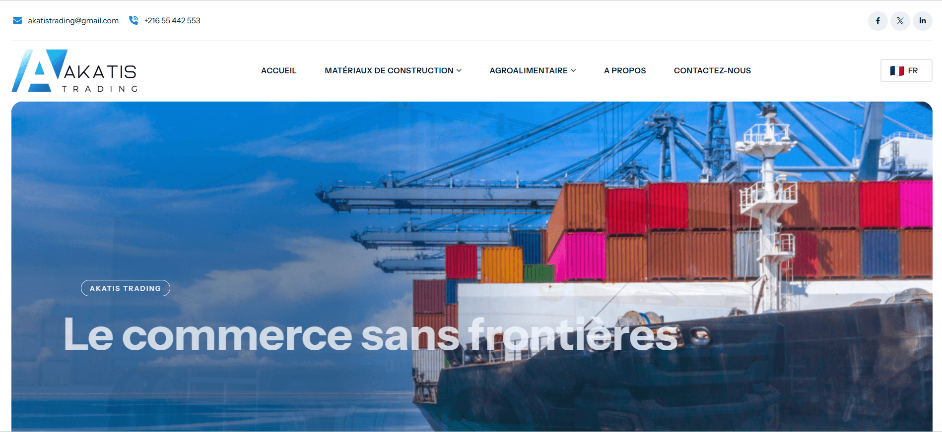 Akatis Trading - Site Web vitrine développé par Velorex Digital Tunisie